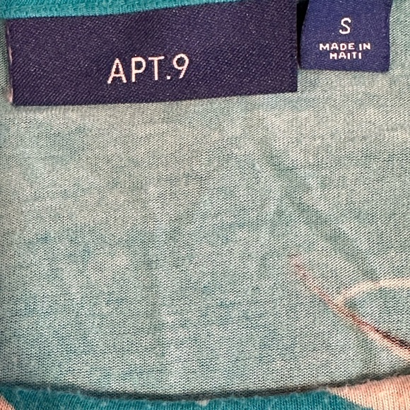 APT.9 Women’s Small Blue Floral Twist Front‎ Blouse Top Short Sleeve Keyhole Tee - Picture 8 of 9